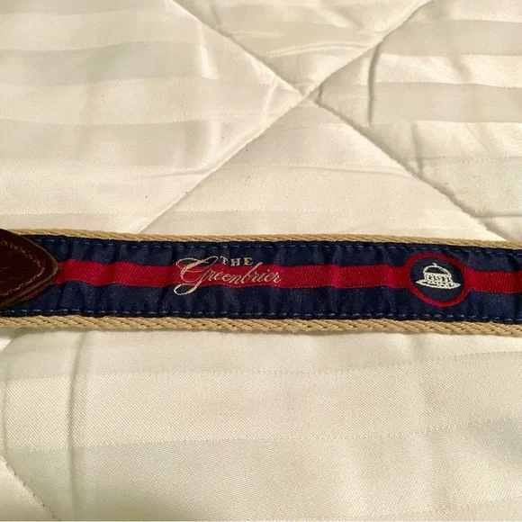 Men’s Canvas & Leather Belt (Size 34/85): The Greenbrier, America’s Resort - Picture 2 of 12